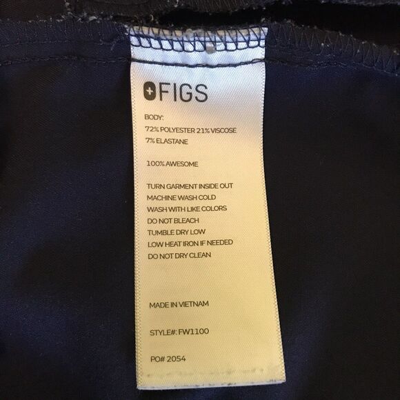 Figs Casma Three-Pocket Scrub Top Womens XXS Navy Blue Poly/Rayon/Spandex V-Neck - Picture 8 of 10
